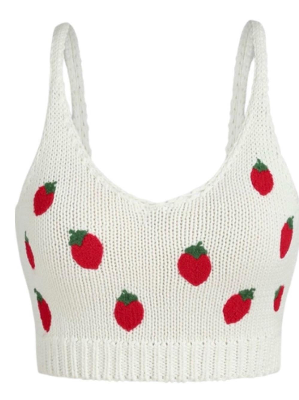 Cider • Knit Crop Top • Strawberries Print • Large